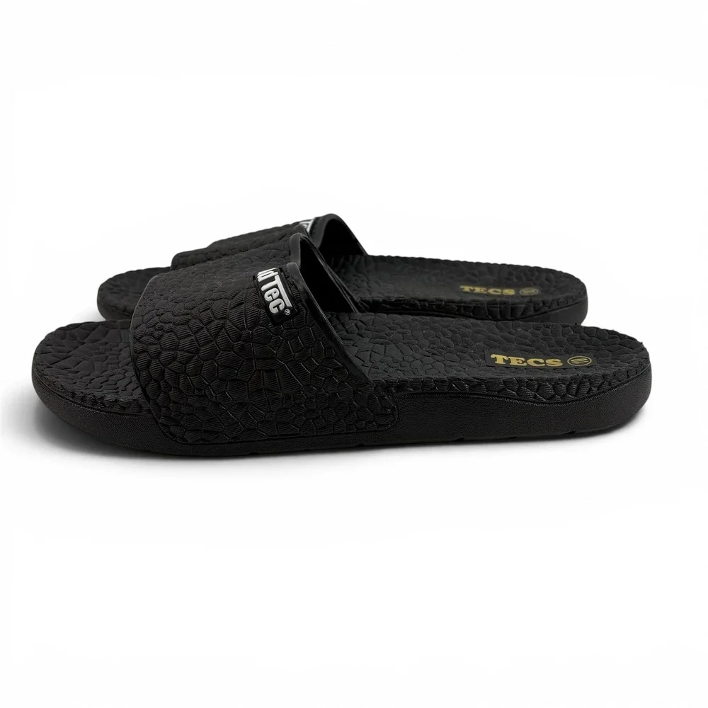 Ad Tec TECS Mens Black Textured Slide Sandals‎ Size 10 HM-065 Pool Beach Casual